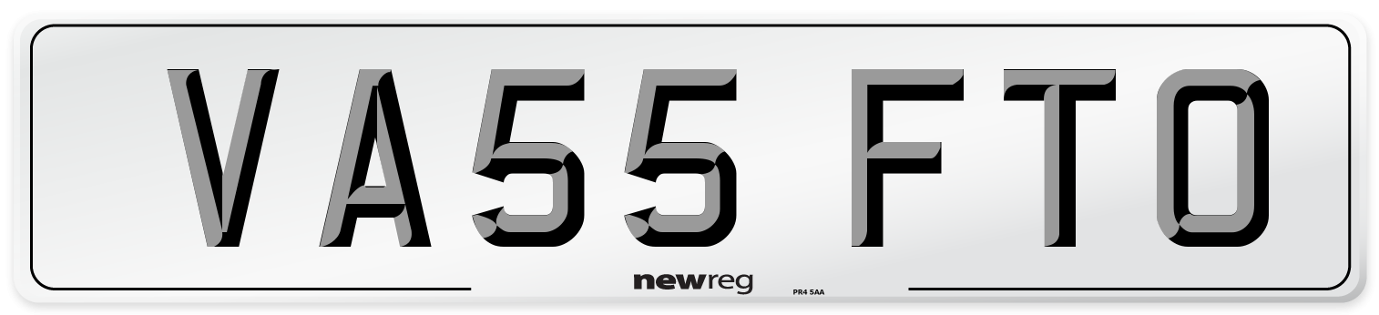 VA55 FTO Number Plate from New Reg